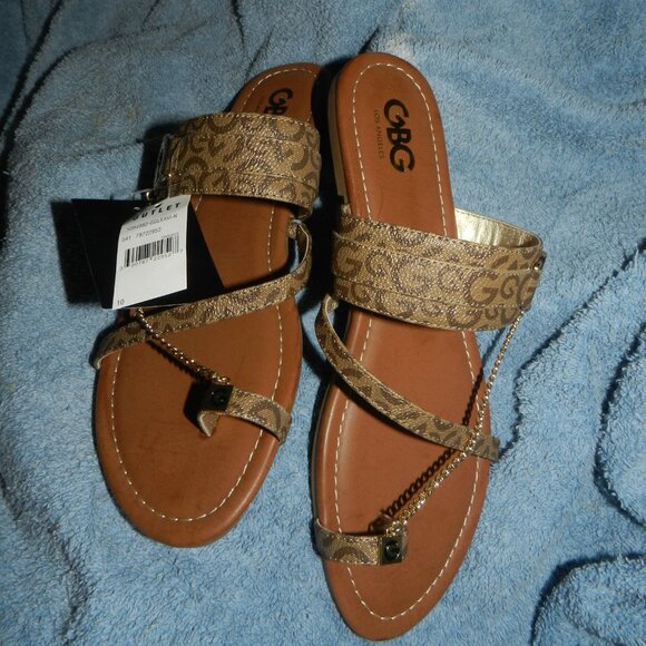GBG Los Angeles Leather G Buckle Logo Toe ring Slide Sandals🆕FAST😮‍💨⚡🚚 - Picture 3 of 16
